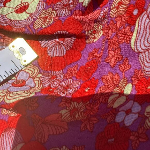 Rohe Sadie Long Sleeve Retro Floral Ruched Mini Dress Red Multi Size 34 FR 2 US - Picture 15 of 15